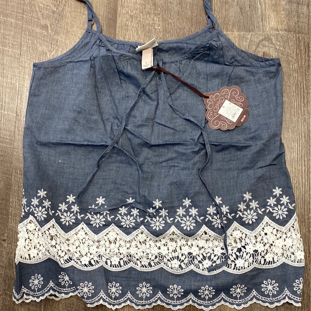 NWT Knox Rose denim blue tank size small
